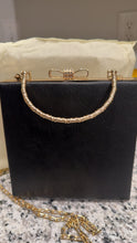 Load image into Gallery viewer, Vintage rose pearl gold and black purse
