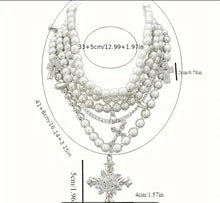 Load image into Gallery viewer, Pearl Choker Cross Necklace

