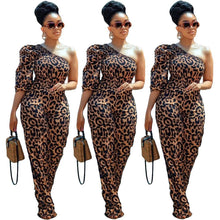 Load image into Gallery viewer, Cheetah One Shoulder Jumpsuit
